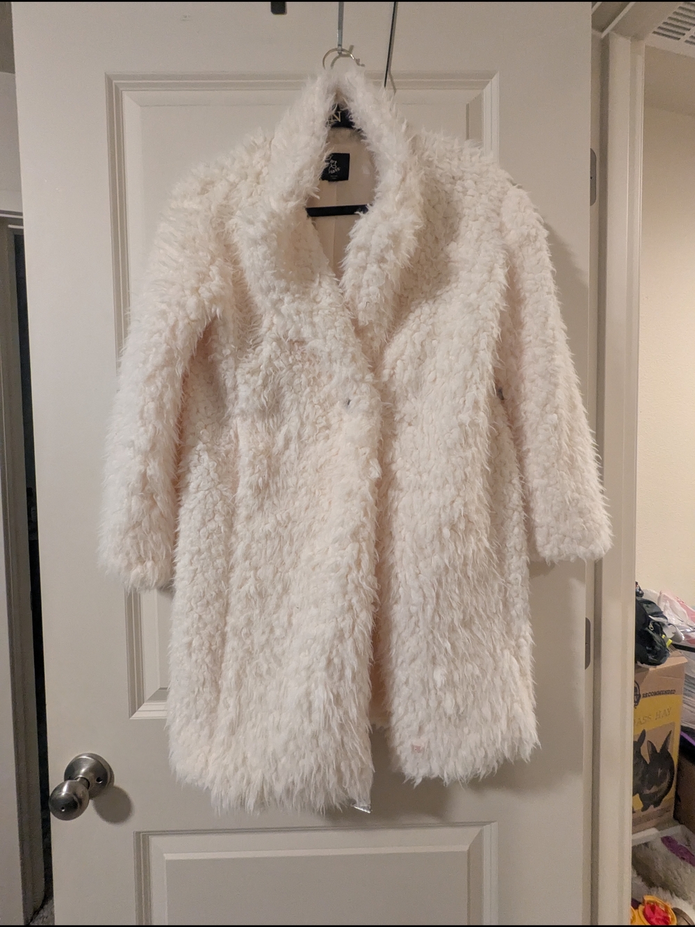 Art Class Cream Plush Teddy Coat - Faux Fur Winter White Girls Size 10-12